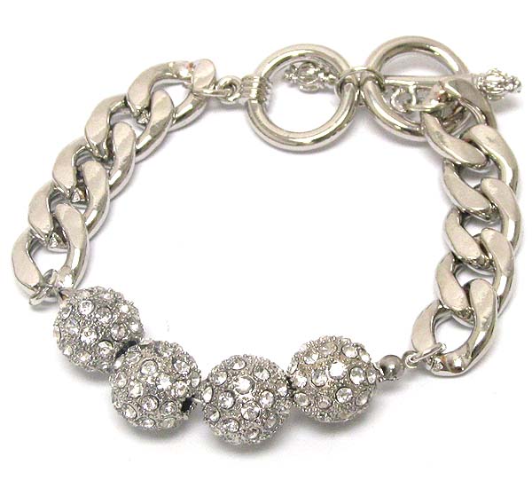 Multi  crystal ball and thick chain bracelet