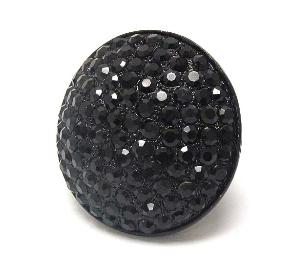 Crystal pave large disk stretch ring