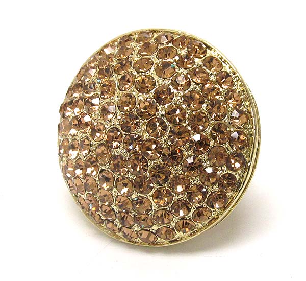 Crystal pave large disk stretch ring
