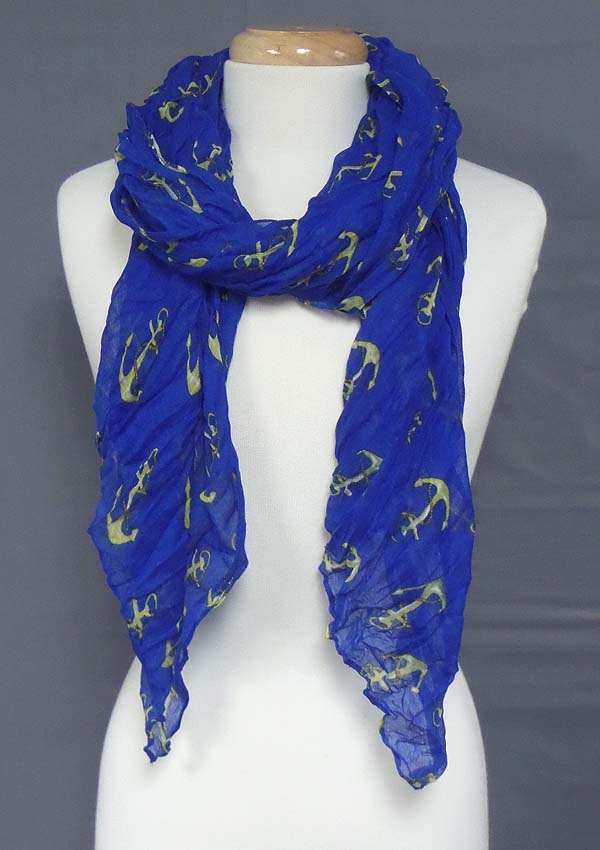 Multi anchor print wrinkle scarf