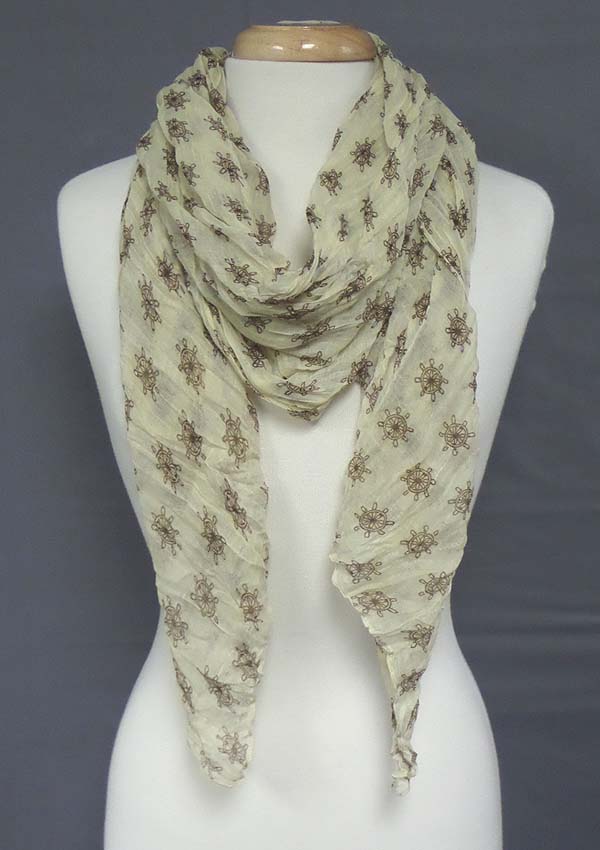 Nautical wheel print wrinkle scarf