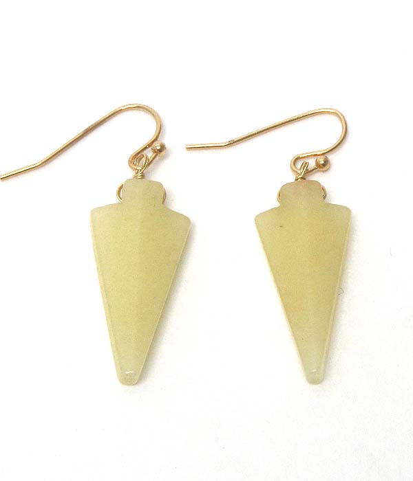 Arrowhead semi precious stone earring - moon stone - made in usa