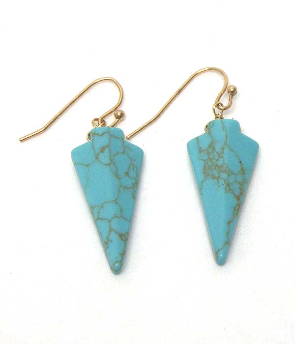 Arrowhead semi precious stone earring -turquoise - made in usa