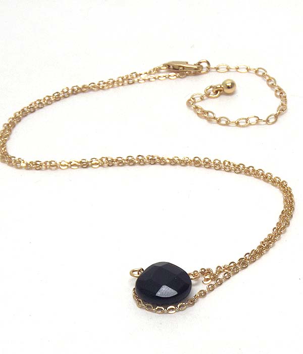 Semi precious stone pendant necklace - jet quartz - made in usa