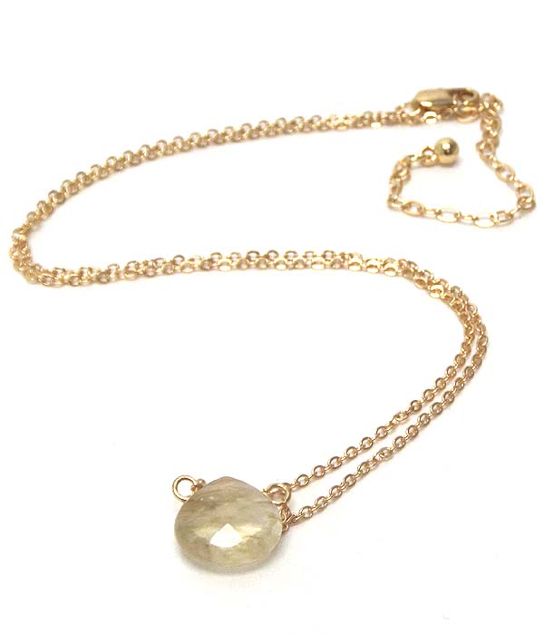 Semi precious stone pendant necklace - natural quartz - made in usa