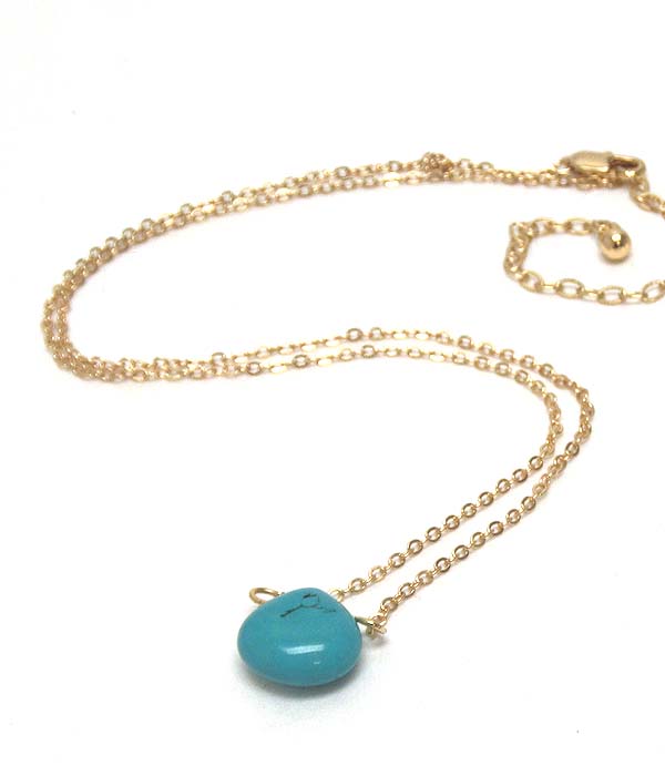 Semi precious stone pendant necklace - turquoise - made in usa