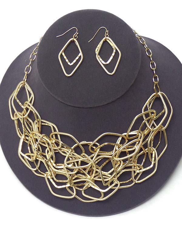 Multi chain mix statement necklace earring set