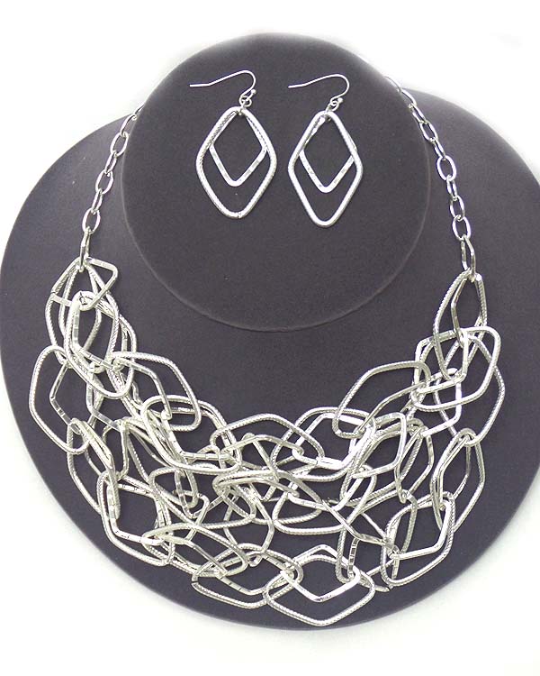 Multi chain mix statement necklace earring set