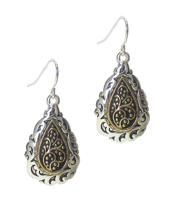 DESIGNER TEXTURE CASTING TEARDROP EARRING