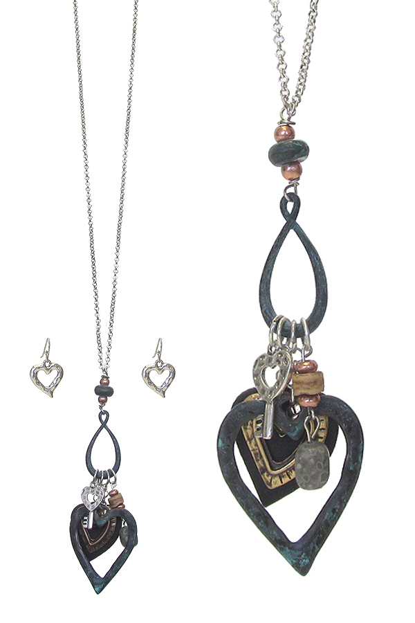 MULTI HEART CHARM PENDANT NECKLACE SET