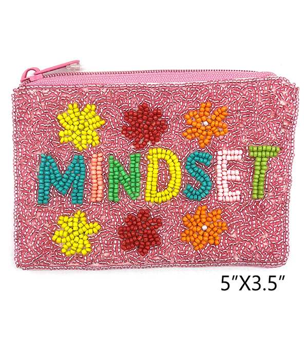 MIND THEME HANDMADE MULTI SEEDBEAD WALLET COIN PURSE - MINDSET