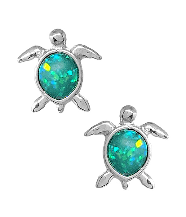 Sealife theme opal earring - turtle