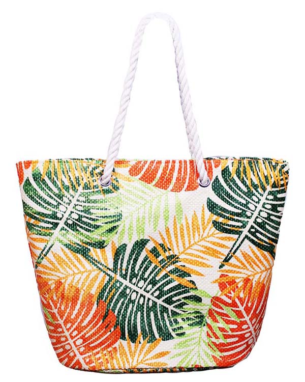 Full size tropical leafy beach shoulder bag