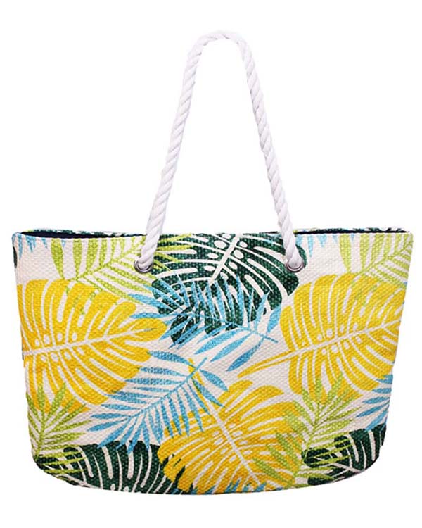 Full size tropical leafy beach shoulder bag