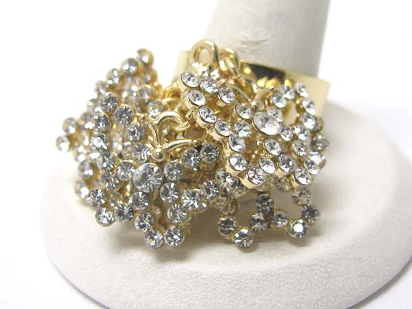 Crystal multi butterfly dangle adjustable ring