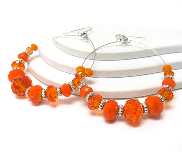 Facet glass ball hoop earring - hoops