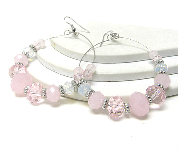 Facet glass ball hoop earring - hoops