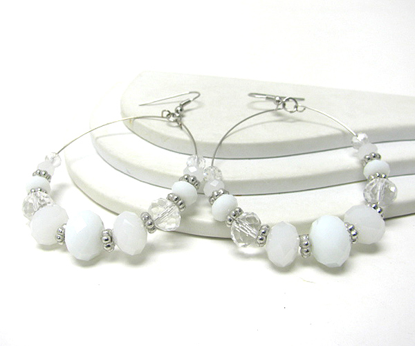 Facet glass ball hoop earring - hoops