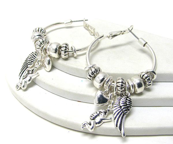 Pandora style angel charm dangle earring