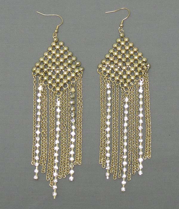 Multi metal ball and chain drop tassel earring