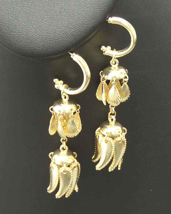 Two level metal drop earring