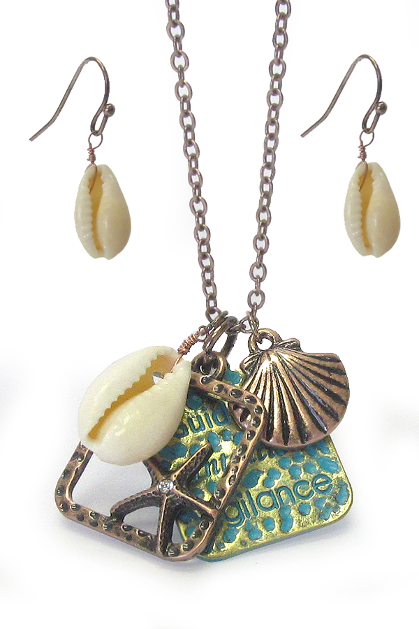 Sealife theme multi pendant necklace set - guidance intuition vigilance