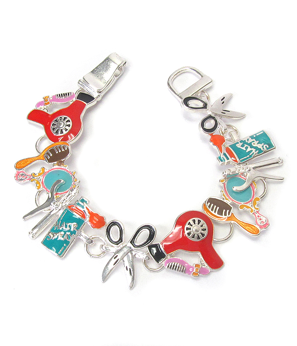 BEAUTYSHOP THEME EPOXY RESIN ART CHARM MAGNETIC BRACELET