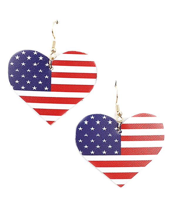 PATRIOTIC AMERICAN FLAG HEART EARRING