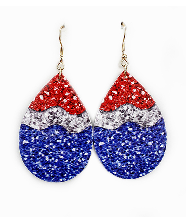 PATRIOTIC AMERICAN FLAG TEARDROP EARRING