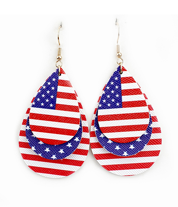 PATRIOTIC AMERICAN FLAG TEARDROP EARRING