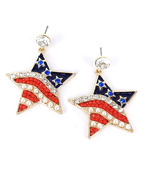 PATRIOTIC AMERICAN FLAG STAR EARRING