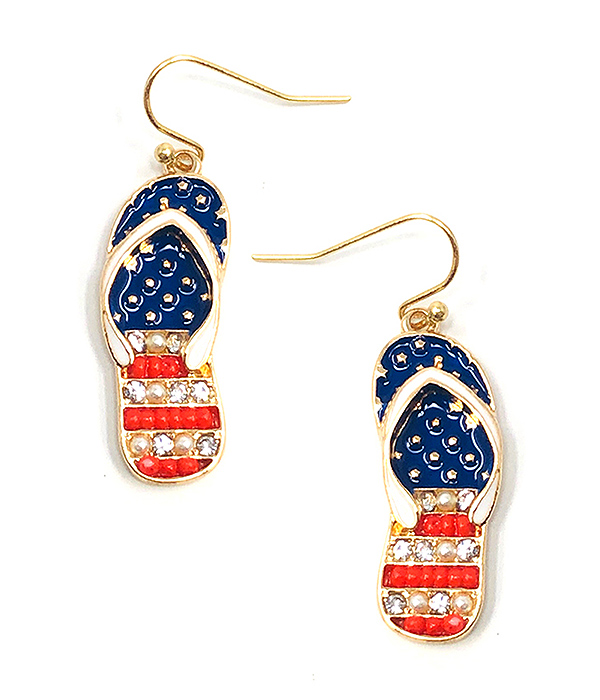 PATRIOTIC AMERICAN FLAG FLIPFLOP EARRING