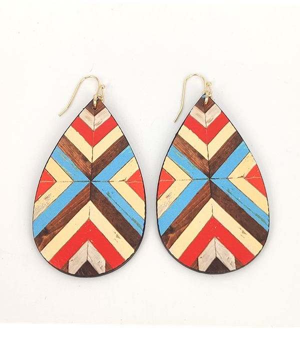 AZTEC PATTERN TEARDROP EARRING