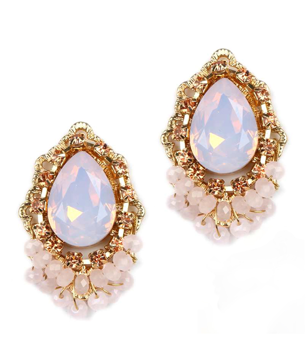 Teardrop stone and crystal earring