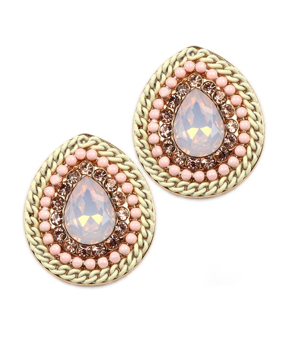 Teardrop crystal stud earring