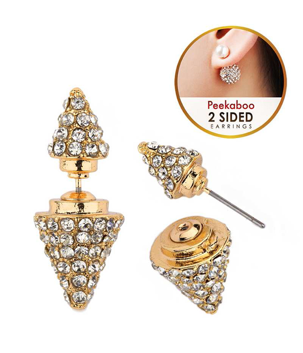Crystal spike double sided front and back earring