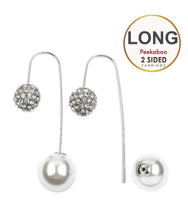 Crystal and pearl double sided front and back long earring