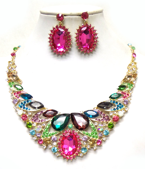 Luxury class victorian style and austrian crystal party necklace set