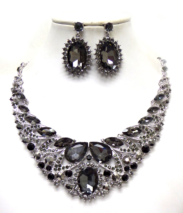 Luxury class victorian style and austrian crystal party necklace set