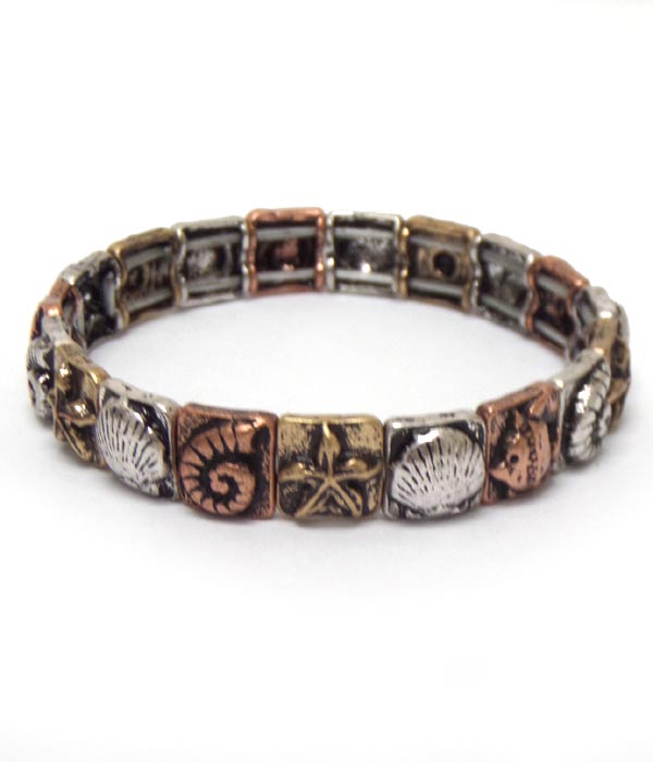 Textured metal sealife theme bracelet