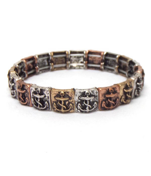 Textured metal sealife theme bracelet