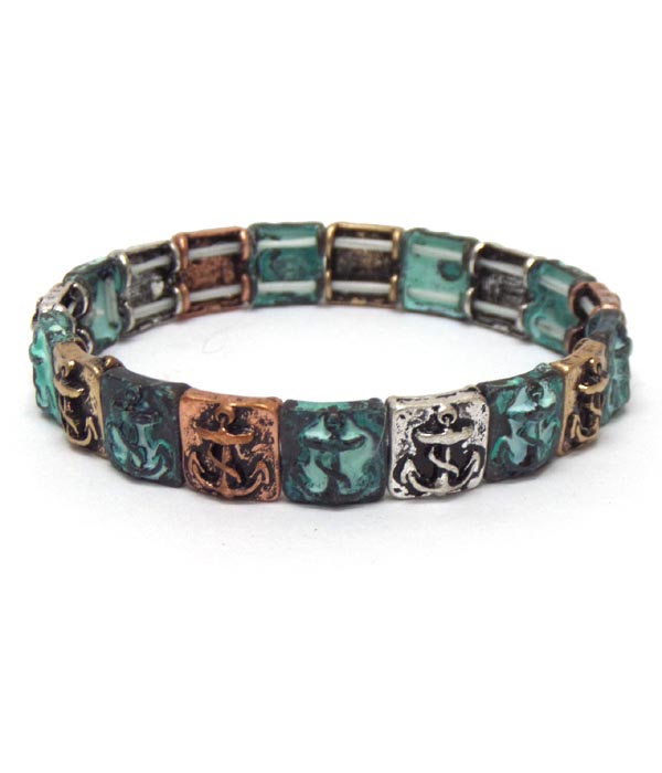 Textured metal sealife theme bracelet