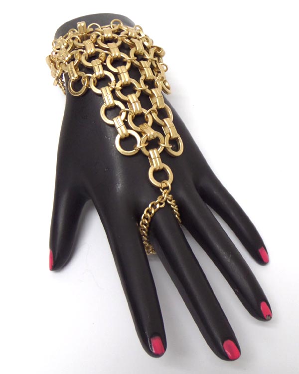 Multi metal ring link slave ring and bracelet set