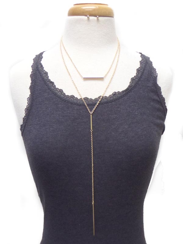 Fine chain double layer y shape necklace set