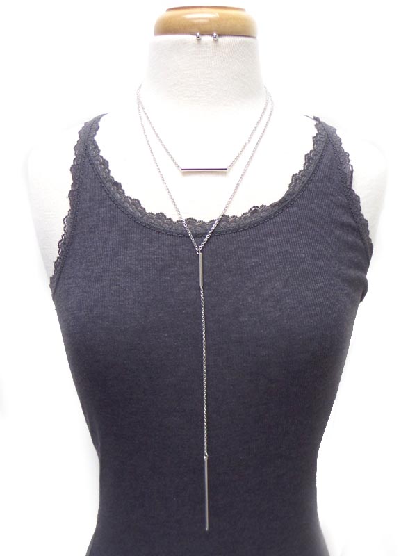 Fine chain double layer y shape necklace set