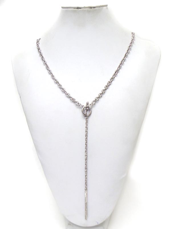 Metal long y drop necklace