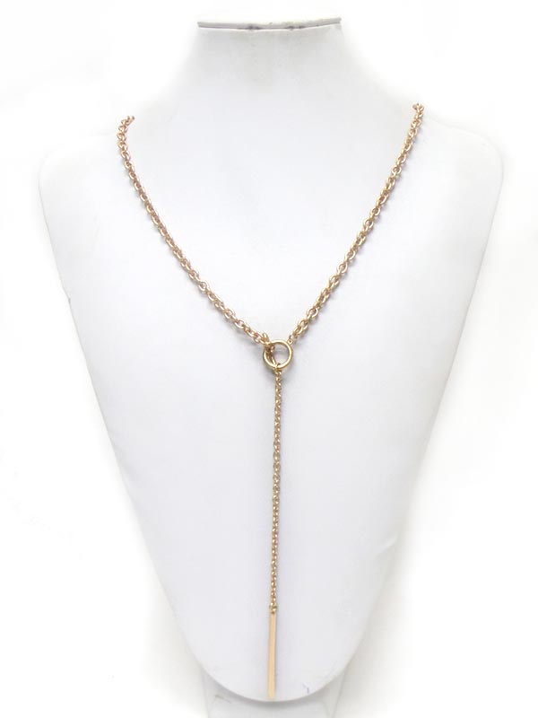 Metal long y drop necklace