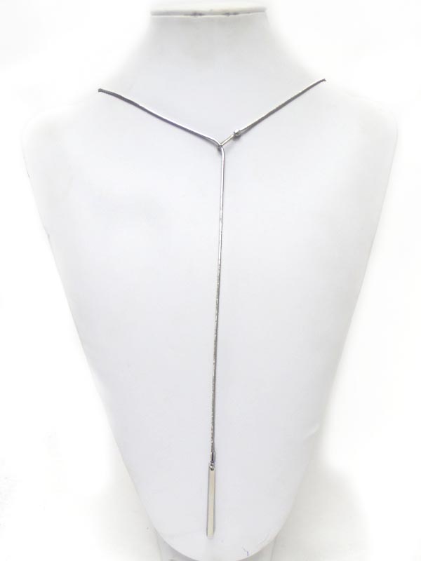Fine metal long y drop necklace