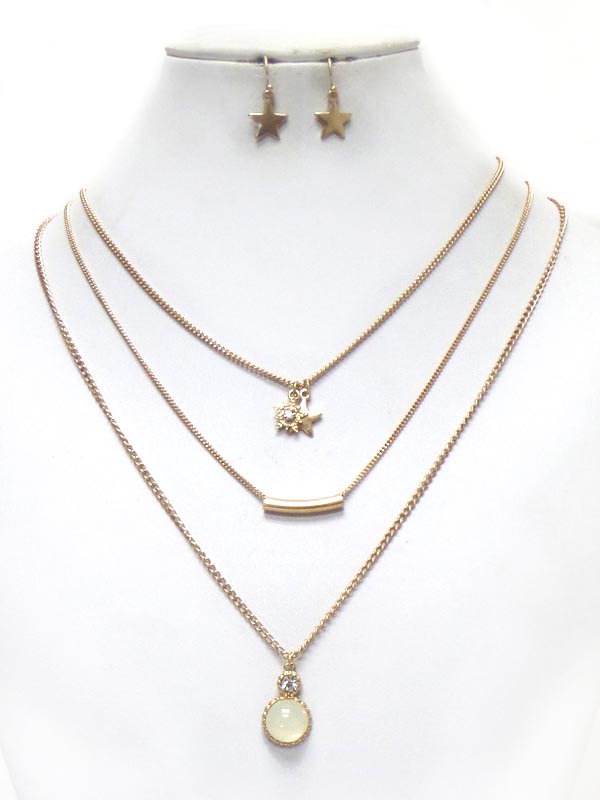 Fine chain triple layer necklace set