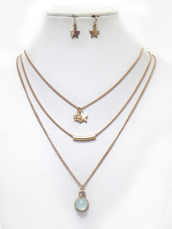 Fine chain triple layer necklace set